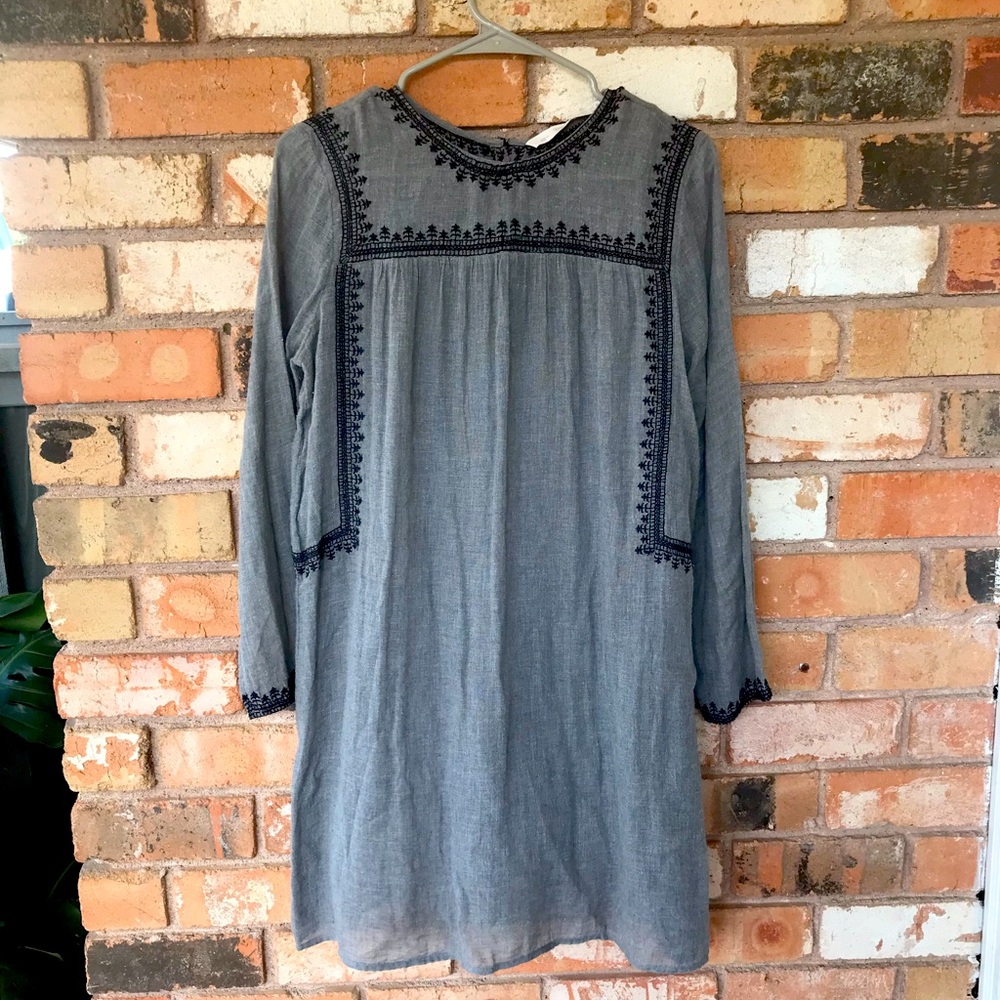 Zara Cottagecore Gray Peasant Dress size XS